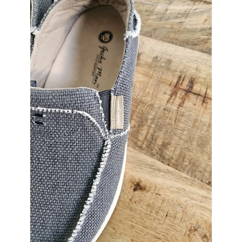 Gecko Man Mens 11‎ Wide Gray Casual Comfort Slip On Slide Loafer Deck Shoes
